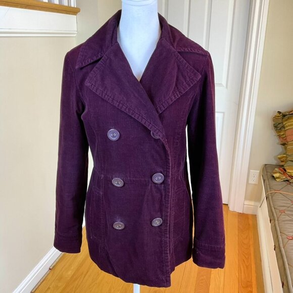 Bass Pea Coat in Corduroy Cotton Double Breasted Quilted Front Pockets (S) - Picture 1 of 6